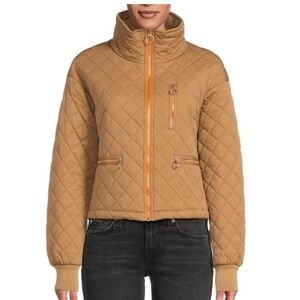 Anthropologie Avec Les Filles Tan & Orange Cropped Quilted Jacket S